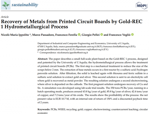 TREASURE was presented in ‘Recovery of Metals from Printed Circuit Boards by Gold-REC 1 Hydrometallurgical Process’ paper